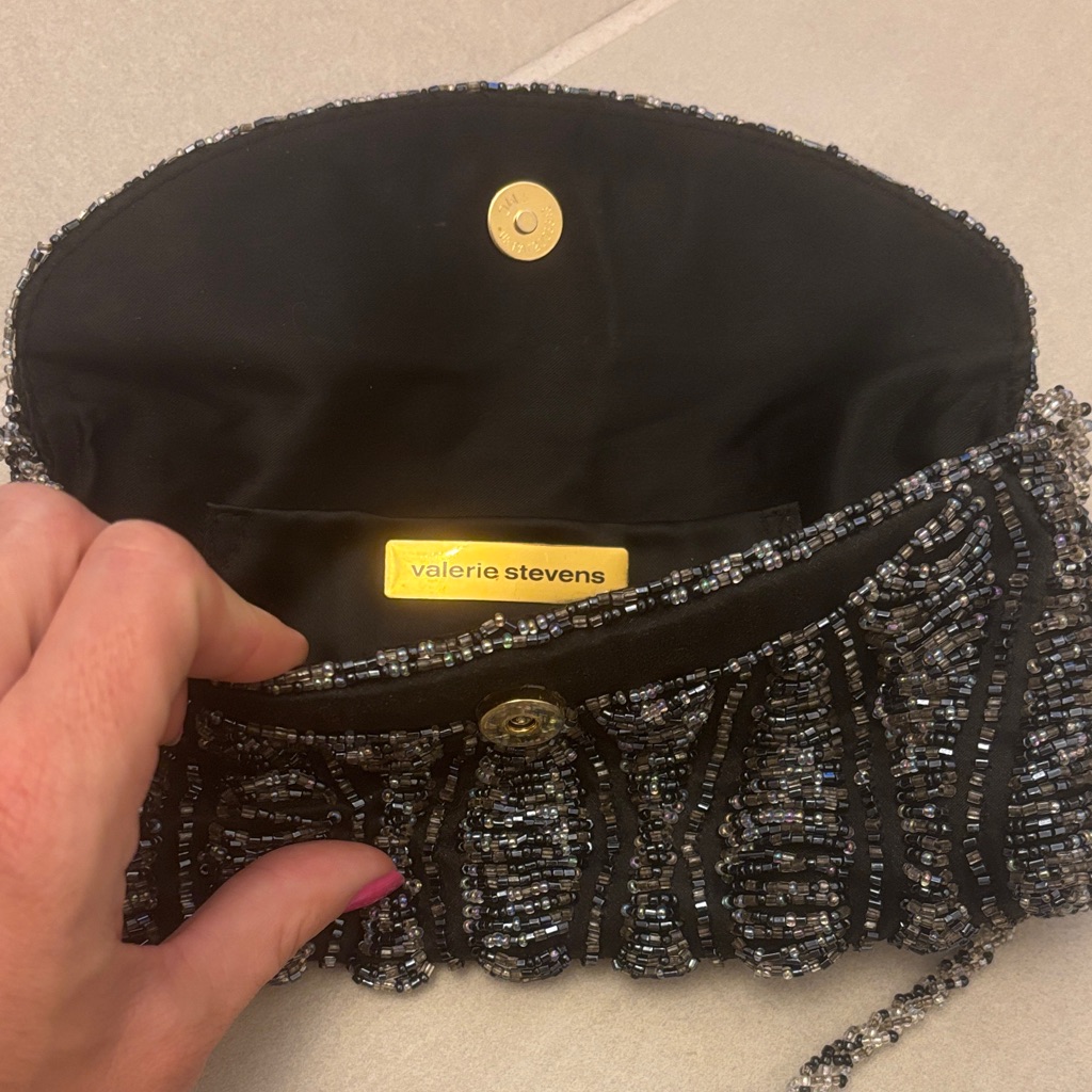 Valerie Stevens Vintage 90s Beaded Crossbody Bag Long Strap Evening Purse